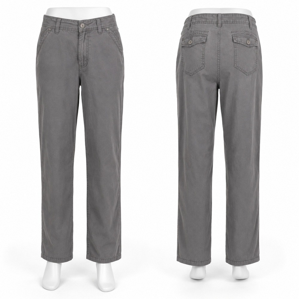 Eddie Bauer Women's 14 Gray Stretch Cargo‎ Utility Pants Straight Leg Cotton
